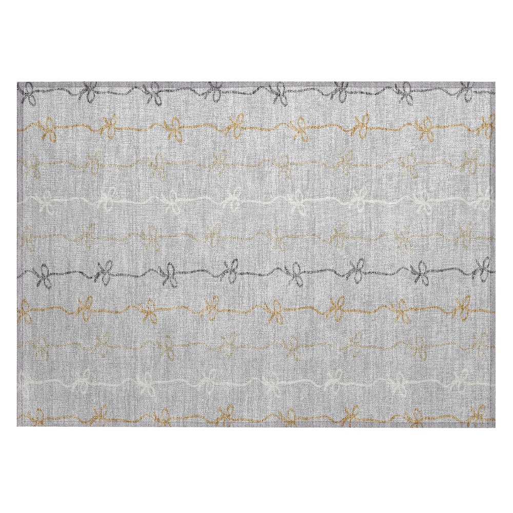 Machine Washable Indoor/Outdoor Chantille ACN2593 Gray 1'8" x 2'6" Rug. Picture 1