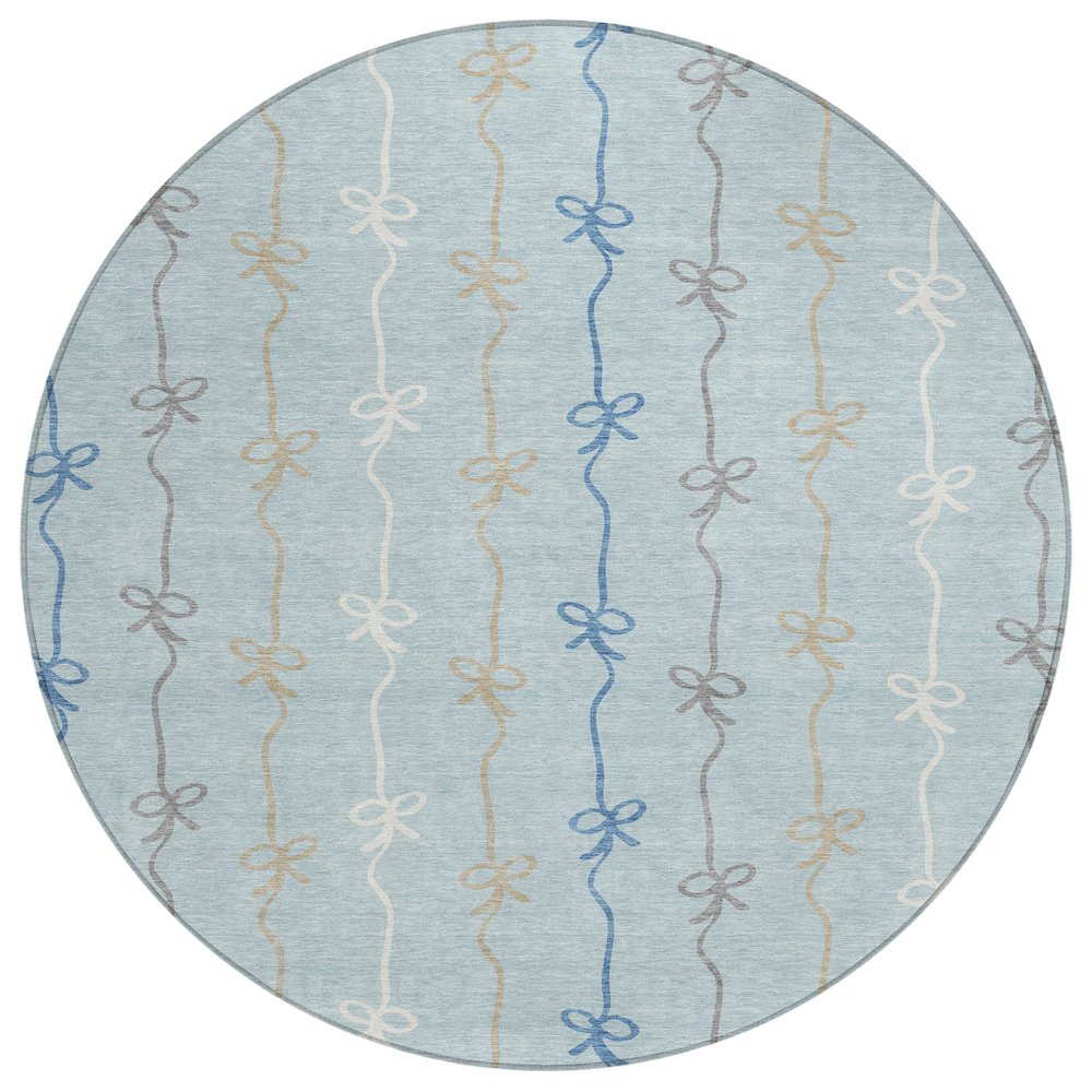 Machine Washable Indoor/Outdoor Chantille ACN2593 Blue 8' x 8' Round Rug. Picture 1