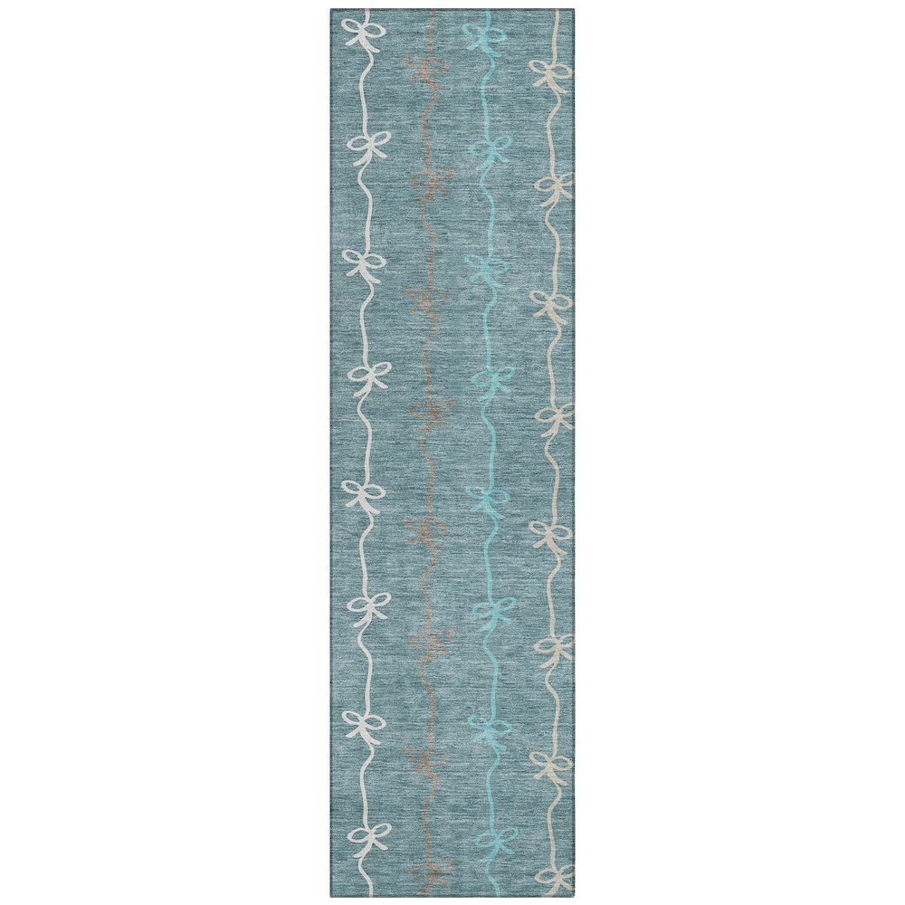 Machine Washable Indoor/Outdoor Chantille ACN2593 Teal 2'3" x 7'6" Runner Rug. Picture 1