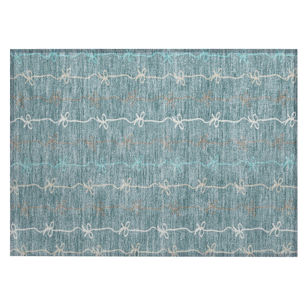 Machine Washable Indoor/Outdoor Chantille ACN2593 Teal 1'8" x 2'6" Rug. Picture 1