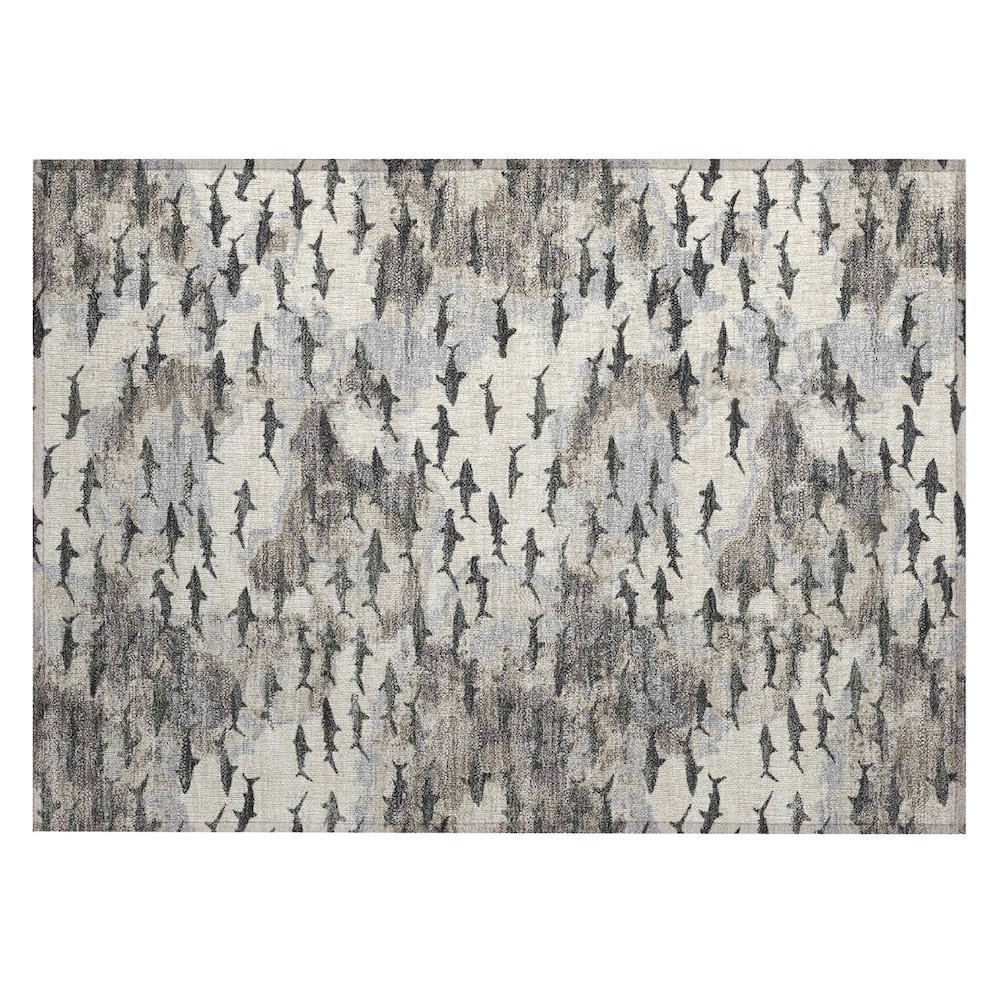 Machine Washable Indoor/Outdoor Chantille ACN2594 Brown 1'8" x 2'6" Rug. Picture 1