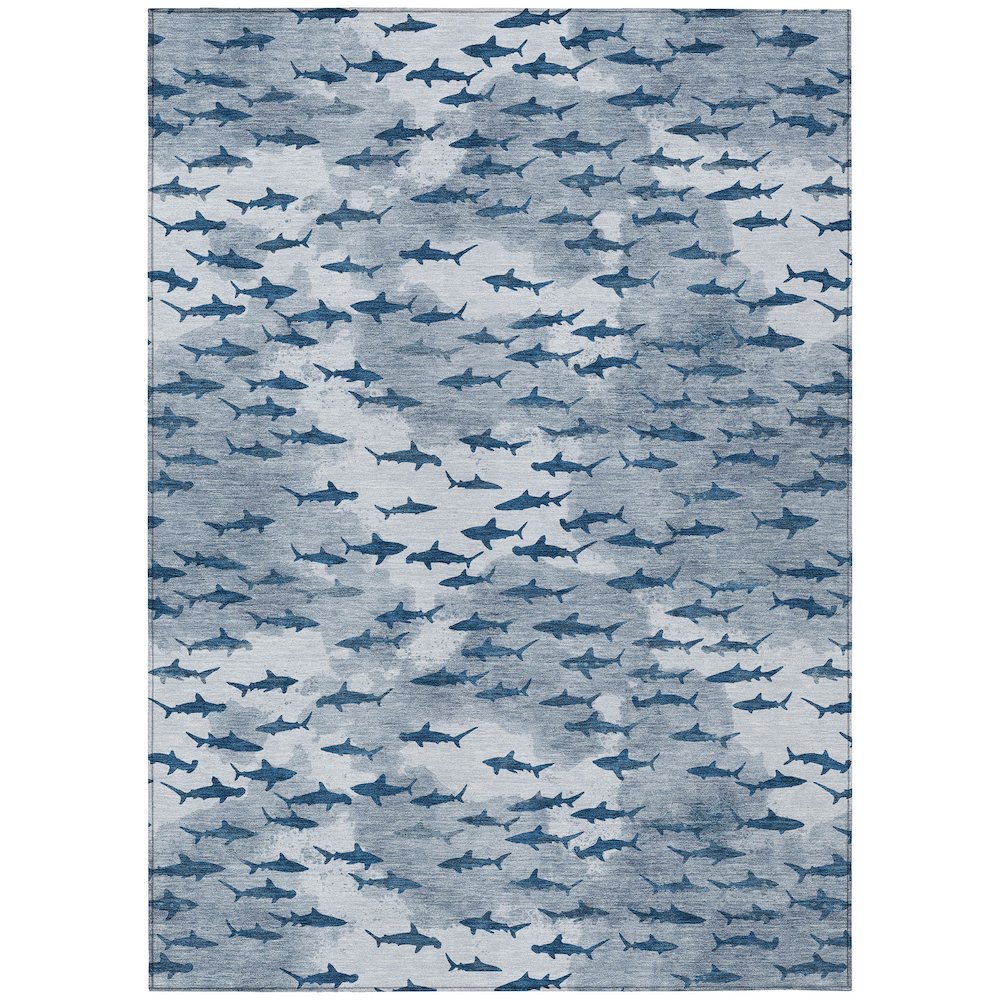 Machine Washable Indoor/Outdoor Chantille ACN2594 Blue 2'6" x 3'10" Rug. Picture 1