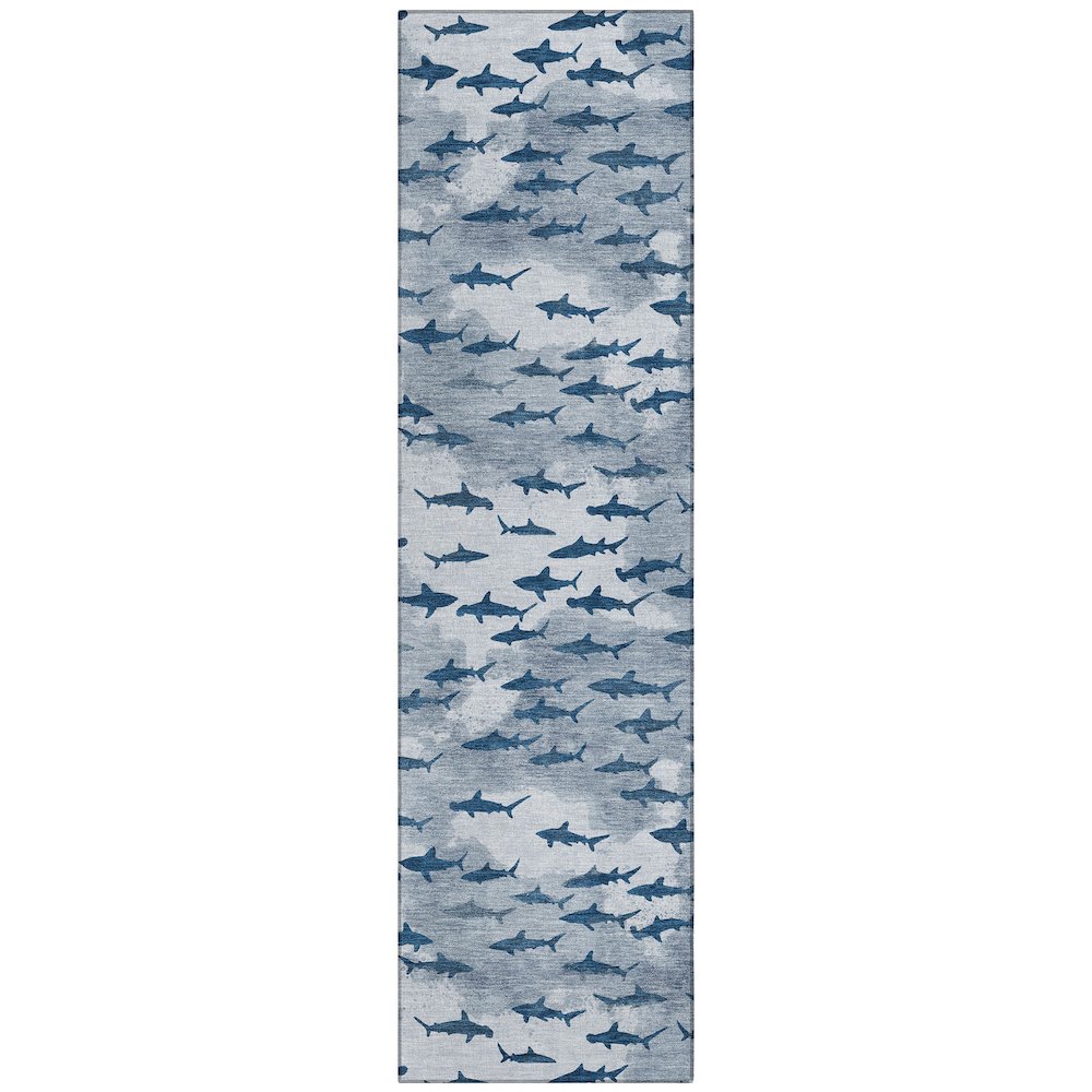 Machine Washable Indoor/Outdoor Chantille ACN2594 Blue 2'3" x 7'6" Runner Rug. Picture 1