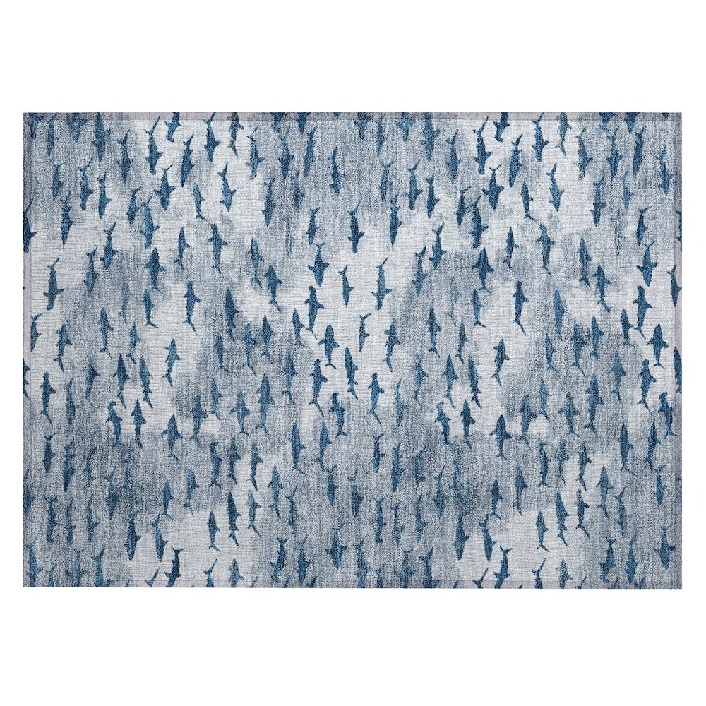 Machine Washable Indoor/Outdoor Chantille ACN2594 Blue 1'8" x 2'6" Rug. Picture 1