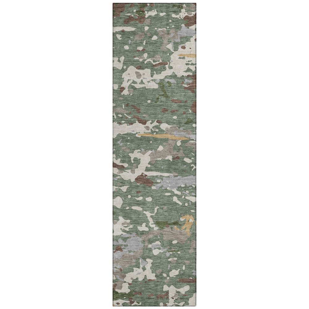 Machine Washable Indoor/Outdoor Chantille ACN2595 Green 2'3" x 7'6" Runner Rug. Picture 1