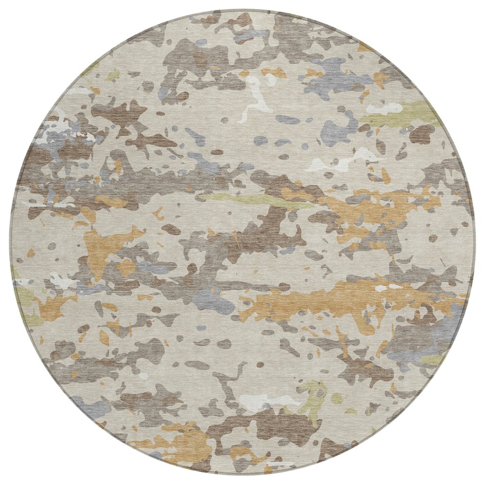 Machine Washable Indoor/Outdoor Chantille ACN2595 Brown 8' x 8' Round Rug. Picture 1