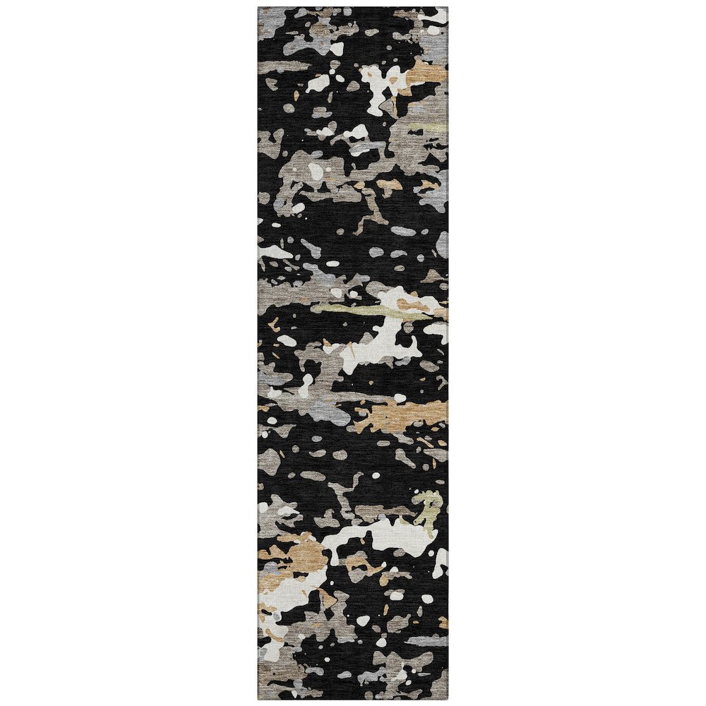 Machine Washable Indoor/Outdoor Chantille ACN2595 Black 2'3" x 7'6" Runner Rug. Picture 1