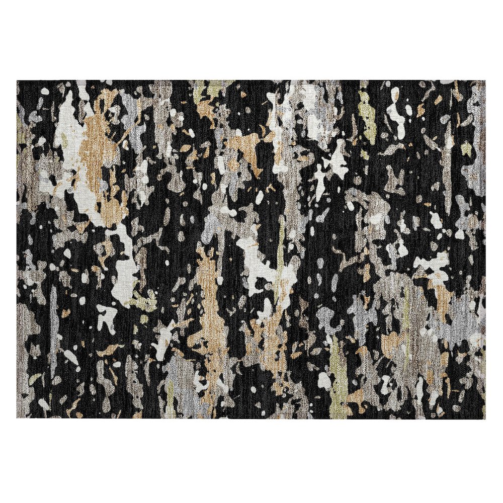Machine Washable Indoor/Outdoor Chantille ACN2595 Black 1'8" x 2'6" Rug. Picture 1