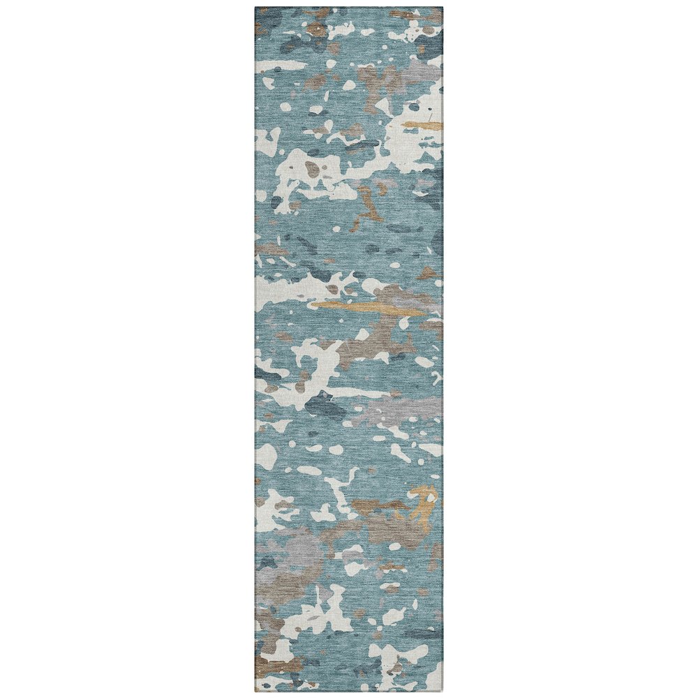 Machine Washable Indoor/Outdoor Chantille ACN2595 Teal 2'3" x 7'6" Runner Rug. Picture 1