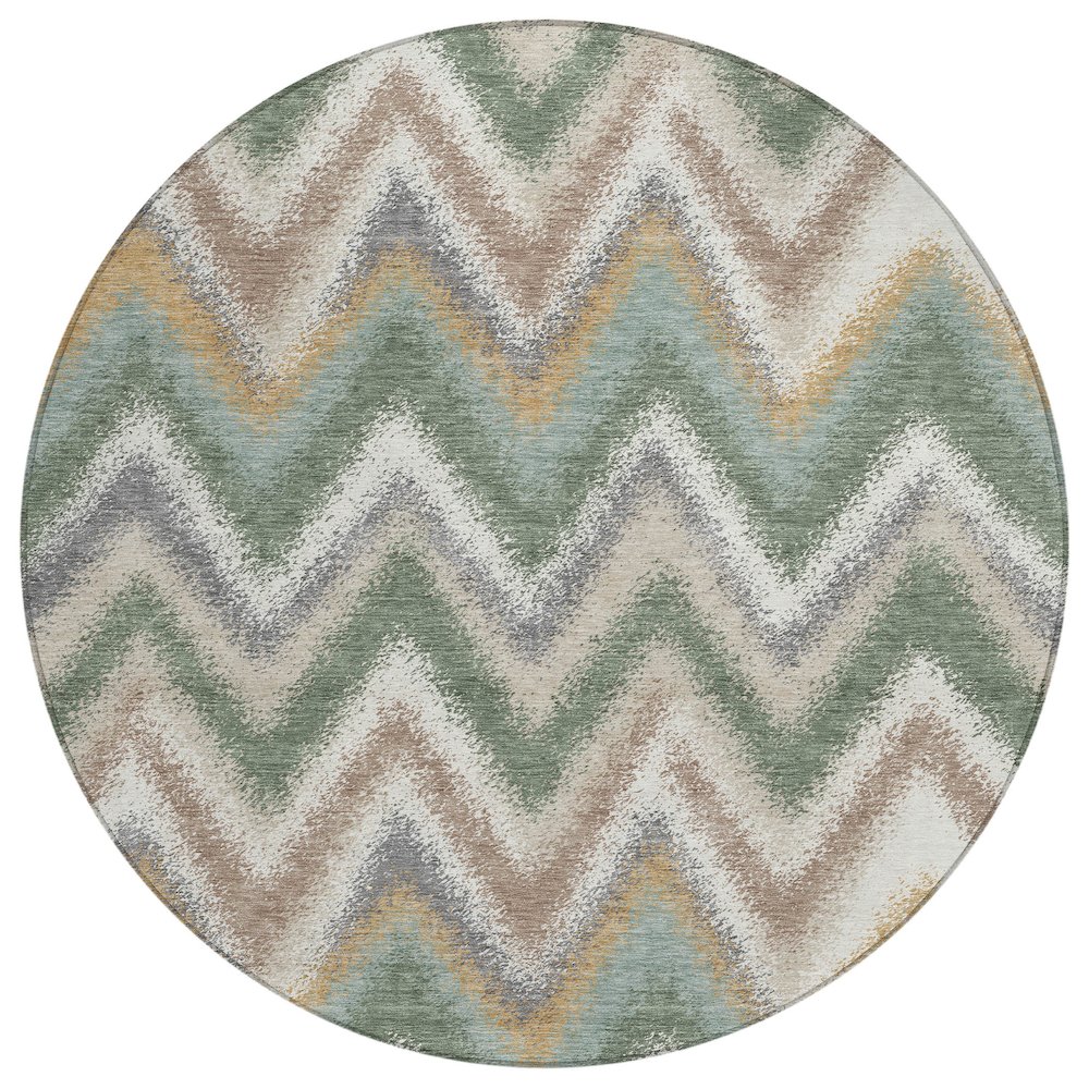 Machine Washable Indoor/Outdoor Chantille ACN2596 Green 8' x 8' Round Rug. Picture 1