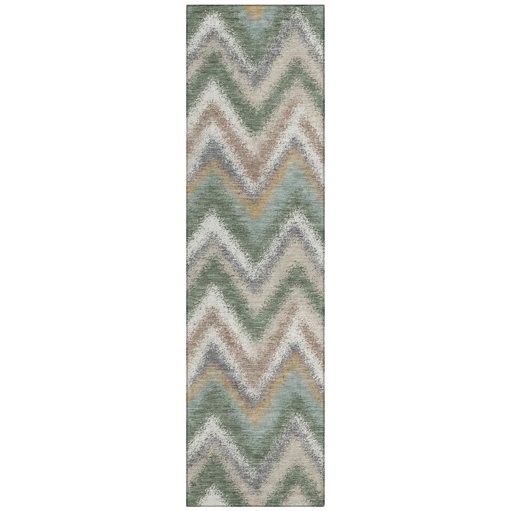 Machine Washable Indoor/Outdoor Chantille ACN2596 Green 2'3" x 7'6" Runner Rug. Picture 1