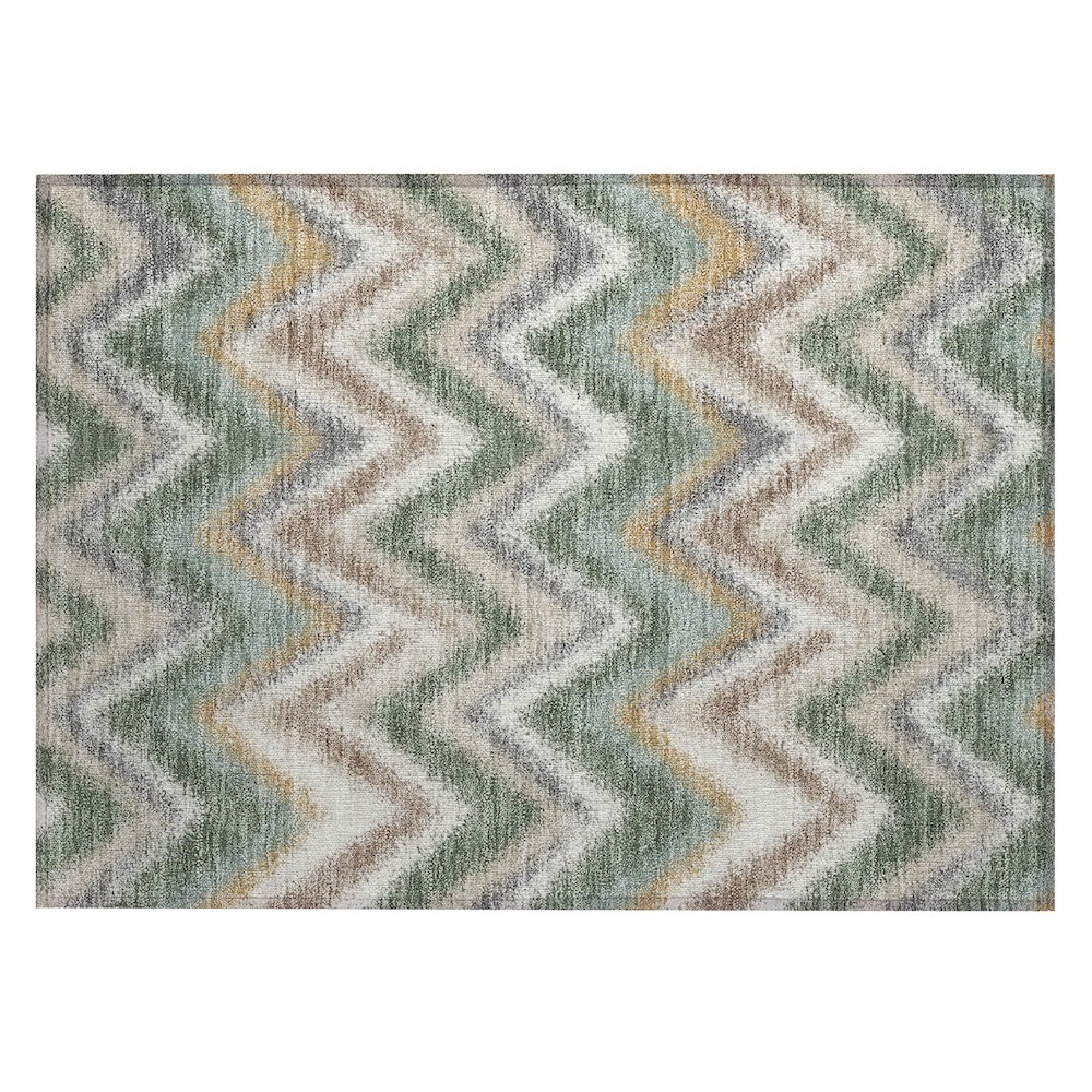 Machine Washable Indoor/Outdoor Chantille ACN2596 Green 1'8" x 2'6" Rug. Picture 1