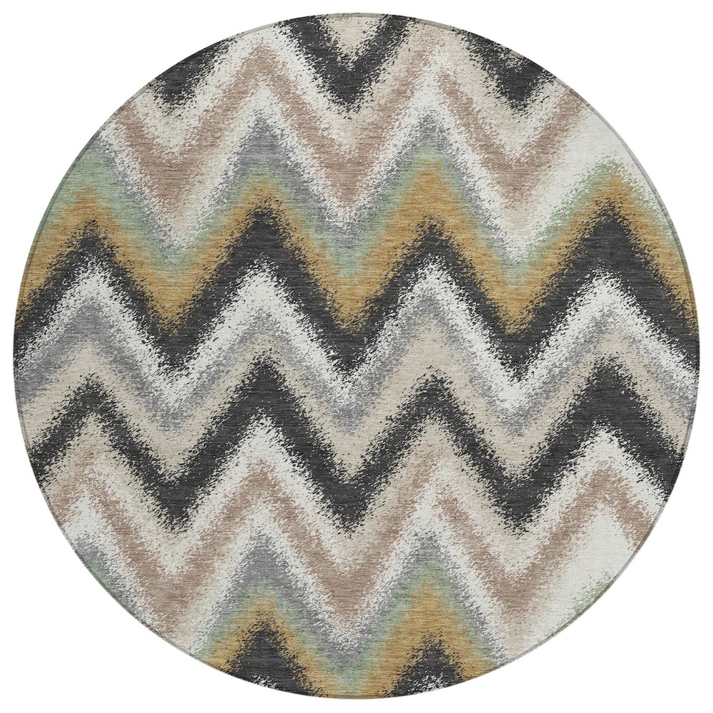 Machine Washable Indoor/Outdoor Chantille ACN2596 Gray 8' x 8' Round Rug. Picture 1