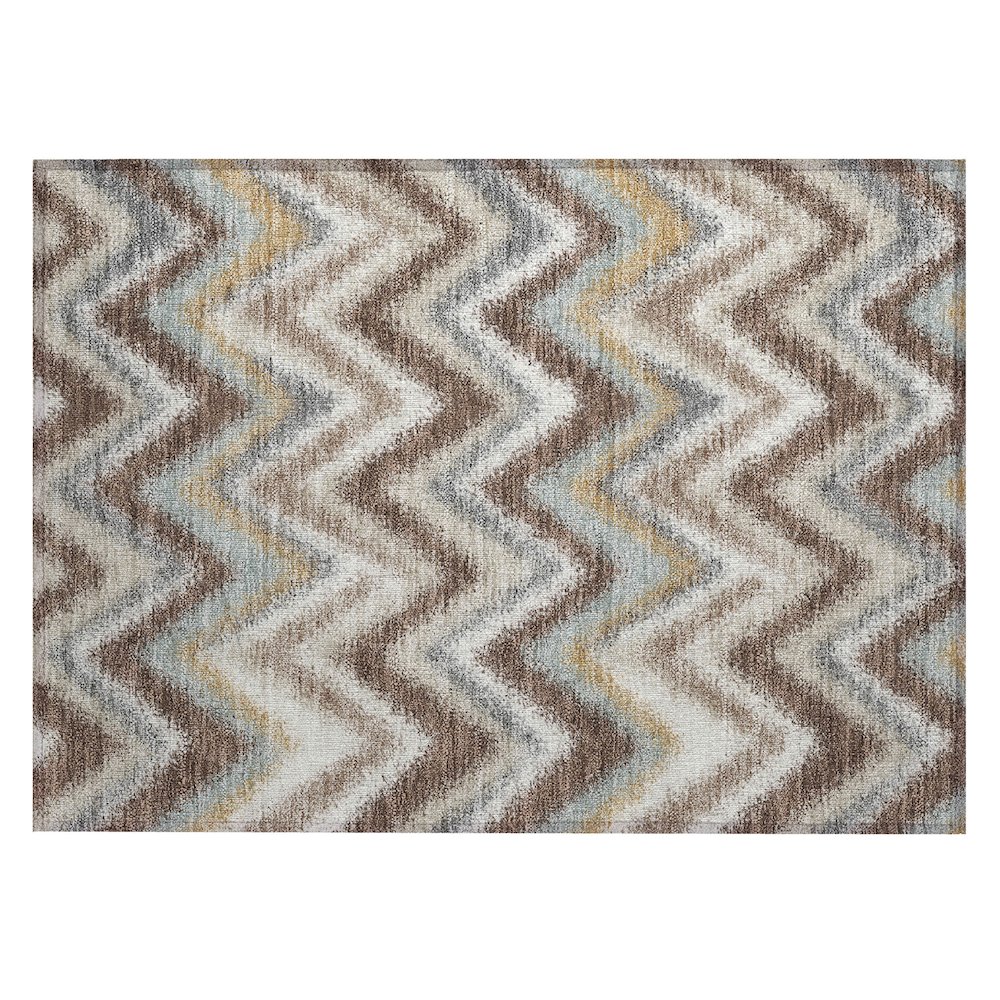 Machine Washable Indoor/Outdoor Chantille ACN2596 Brown 1'8" x 2'6" Rug. Picture 1