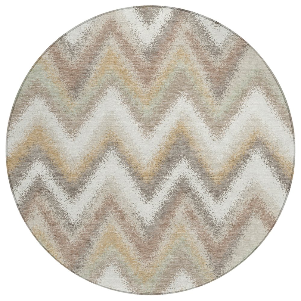 Machine Washable Indoor/Outdoor Chantille ACN2596 Ivory 8' x 8' Round Rug. Picture 1
