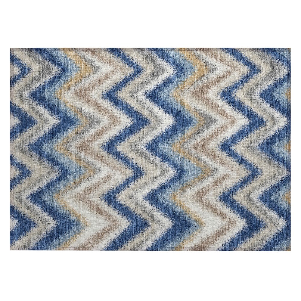Machine Washable Indoor/Outdoor Chantille ACN2596 Blue 1'8" x 2'6" Rug. Picture 1