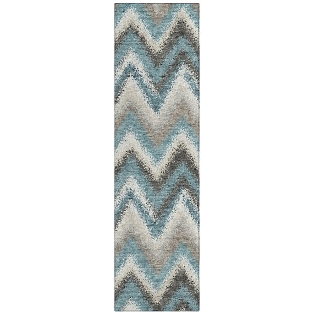 Machine Washable Indoor/Outdoor Chantille ACN2596 Teal 2'3" x 7'6" Runner Rug. Picture 1