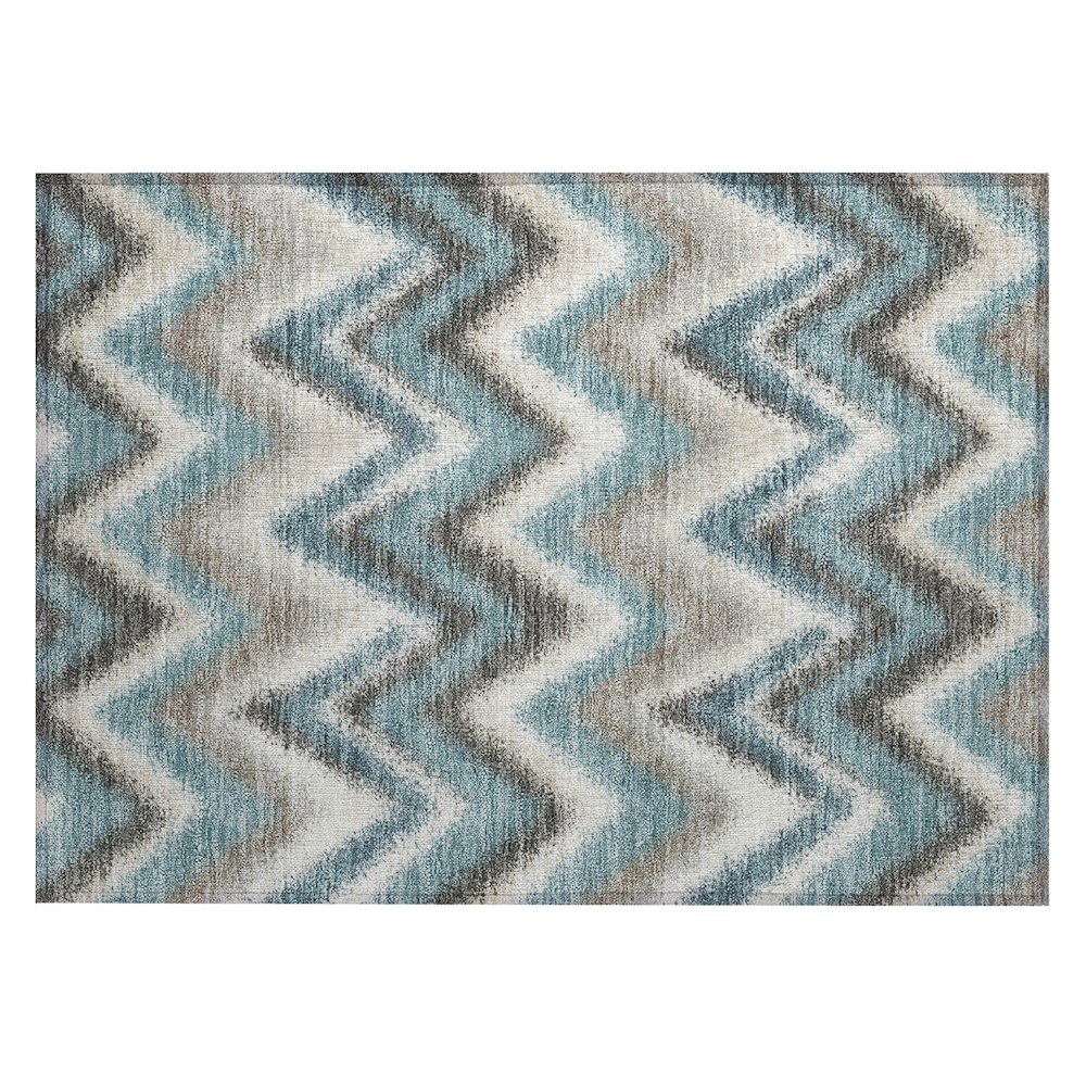 Machine Washable Indoor/Outdoor Chantille ACN2596 Teal 1'8" x 2'6" Rug. Picture 1