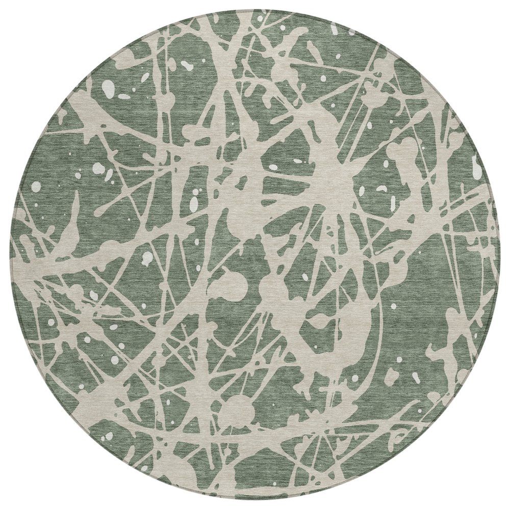 Machine Washable Indoor/Outdoor Chantille ACN2597 Green 8' x 8' Round Rug. Picture 1