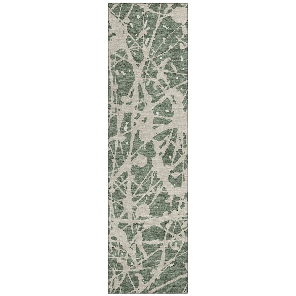Machine Washable Indoor/Outdoor Chantille ACN2597 Green 2'3" x 7'6" Runner Rug. Picture 1