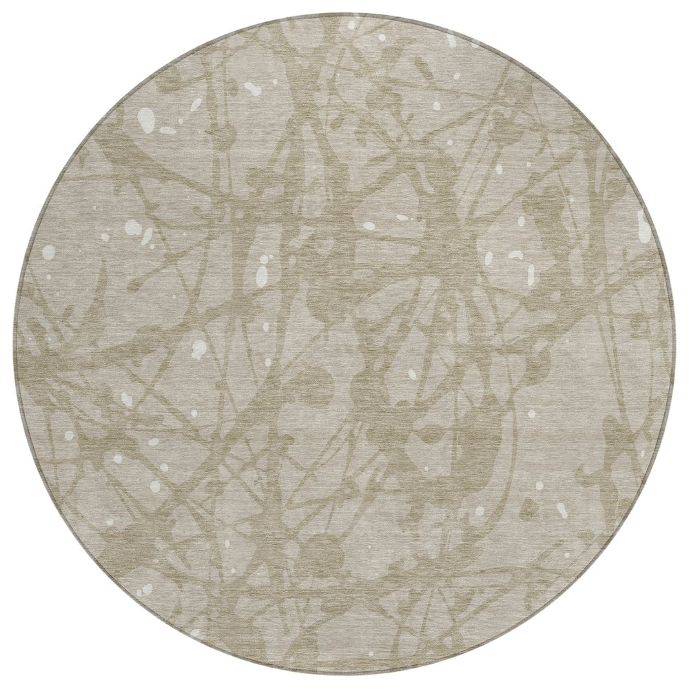 Machine Washable Indoor/Outdoor Chantille ACN2597 Brown 8' x 8' Round Rug. Picture 1