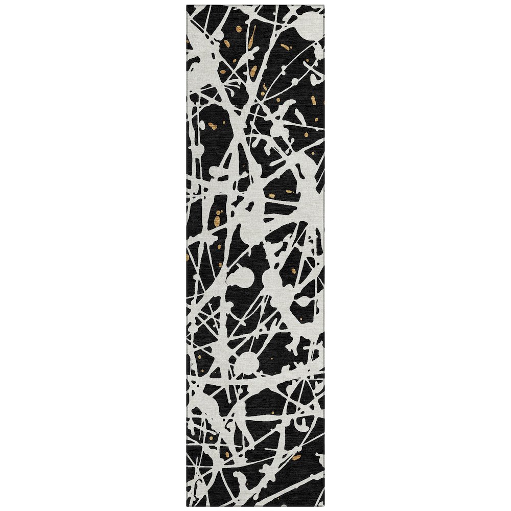 Machine Washable Indoor/Outdoor Chantille ACN2597 Black 2'3" x 7'6" Runner Rug. Picture 1