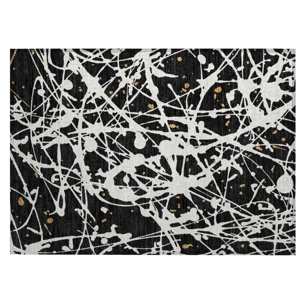 Machine Washable Indoor/Outdoor Chantille ACN2597 Black 1'8" x 2'6" Rug. Picture 1