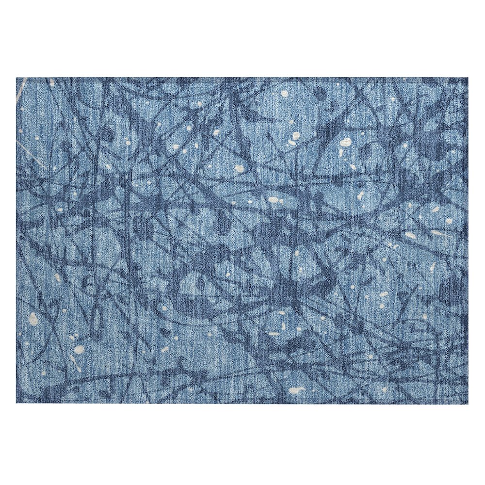 Machine Washable Indoor/Outdoor Chantille ACN2597 Blue 1'8" x 2'6" Rug. Picture 1