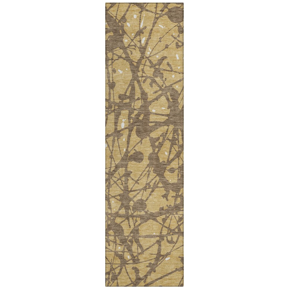 Machine Washable Indoor/Outdoor Chantille ACN2597 Gold 2'3" x 7'6" Runner Rug. Picture 1
