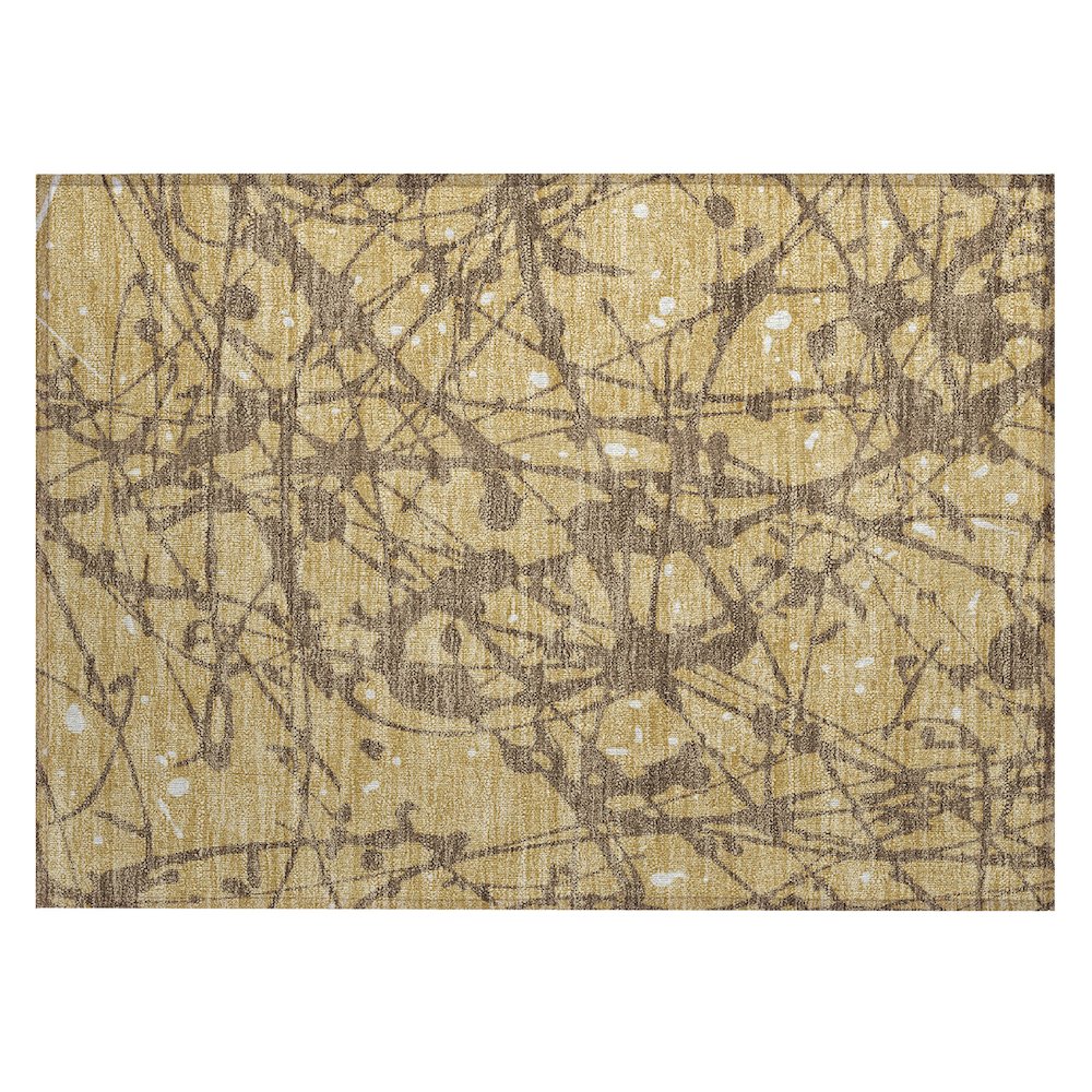 Machine Washable Indoor/Outdoor Chantille ACN2597 Gold 1'8" x 2'6" Rug. Picture 1