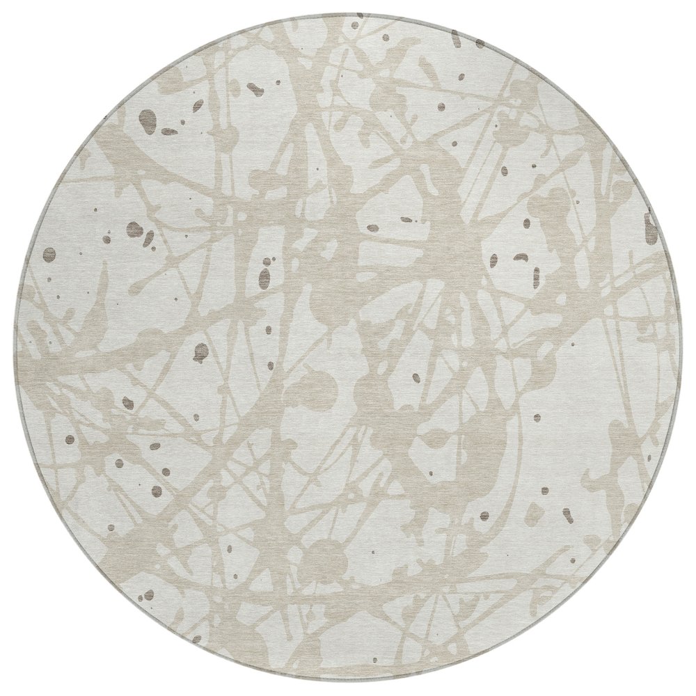Machine Washable Indoor/Outdoor Chantille ACN2597 Ivory 8' x 8' Round Rug. Picture 1