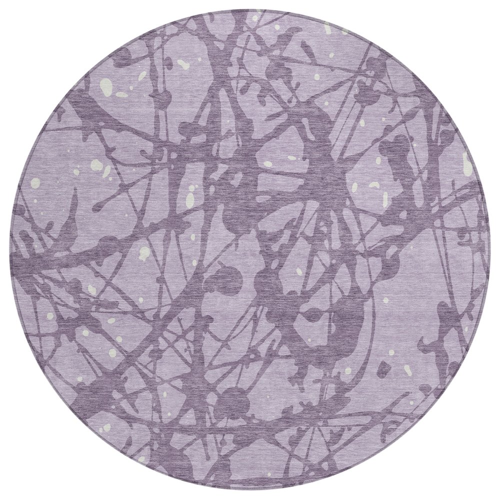 Machine Washable Indoor/Outdoor Chantille ACN2597 Purple 8' x 8' Round Rug. Picture 1