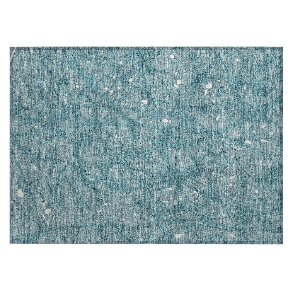 Machine Washable Indoor/Outdoor Chantille ACN2597 Teal 1'8" x 2'6" Rug. Picture 1