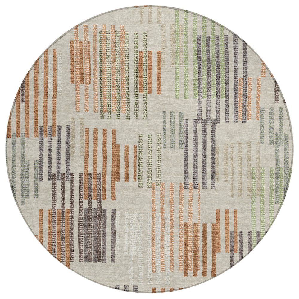Machine Washable Indoor/Outdoor Chantille ACN2598 Brown 8' x 8' Round Rug. Picture 1