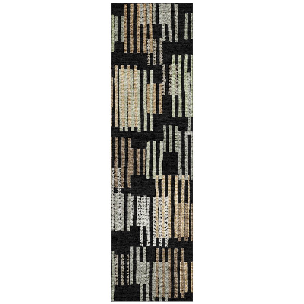 Machine Washable Indoor/Outdoor Chantille ACN2598 Black 2'3" x 7'6" Runner Rug. Picture 1