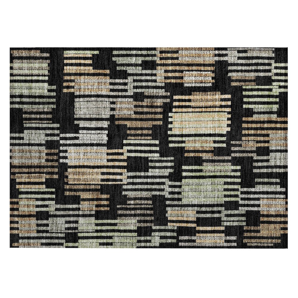 Machine Washable Indoor/Outdoor Chantille ACN2598 Black 1'8" x 2'6" Rug. Picture 1