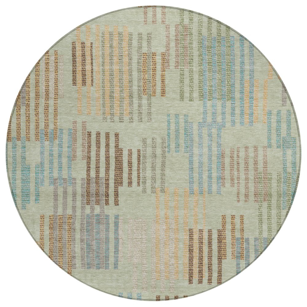 Machine Washable Indoor/Outdoor Chantille ACN2598 Green 8' x 8' Round Rug. Picture 1