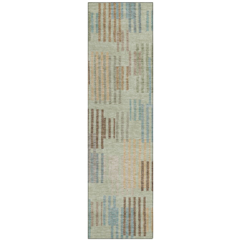 Machine Washable Indoor/Outdoor Chantille ACN2598 Green 2'3" x 7'6" Runner Rug. Picture 1