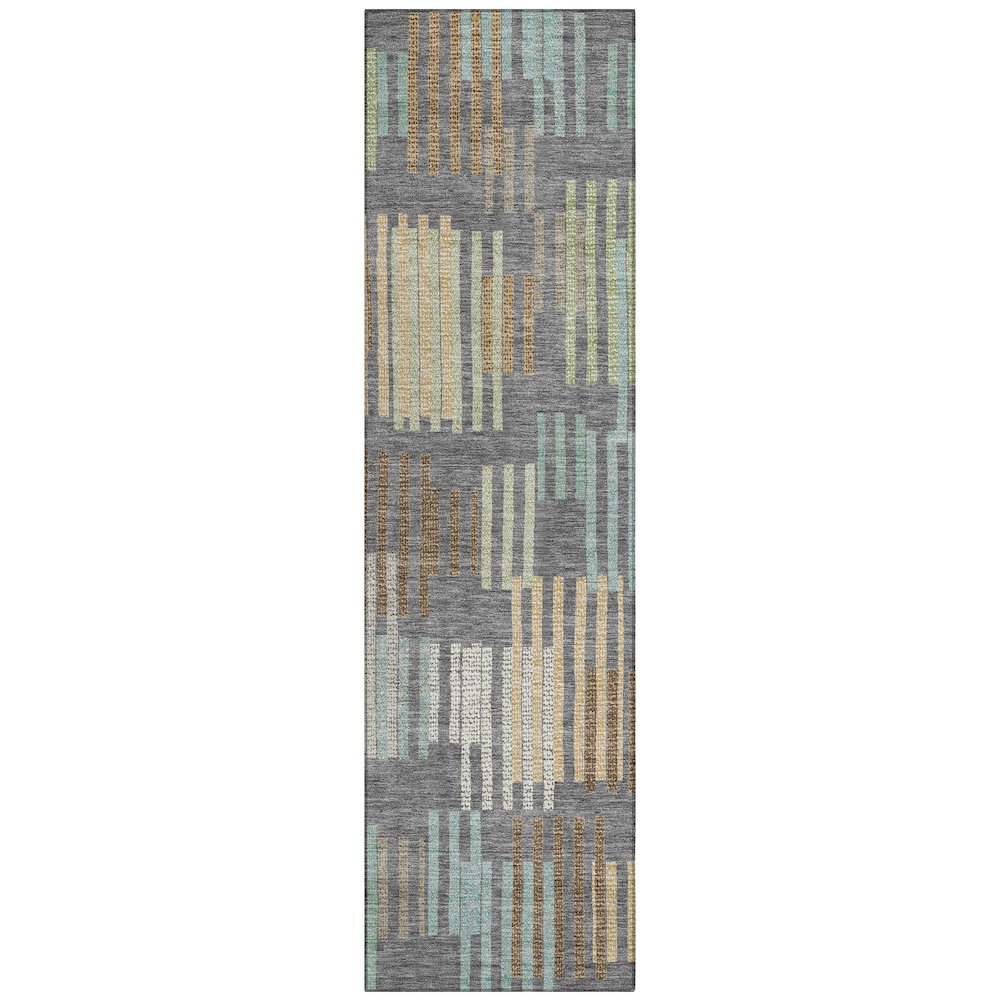 Machine Washable Indoor/Outdoor Chantille ACN2598 Gray 2'3" x 7'6" Runner Rug. Picture 1