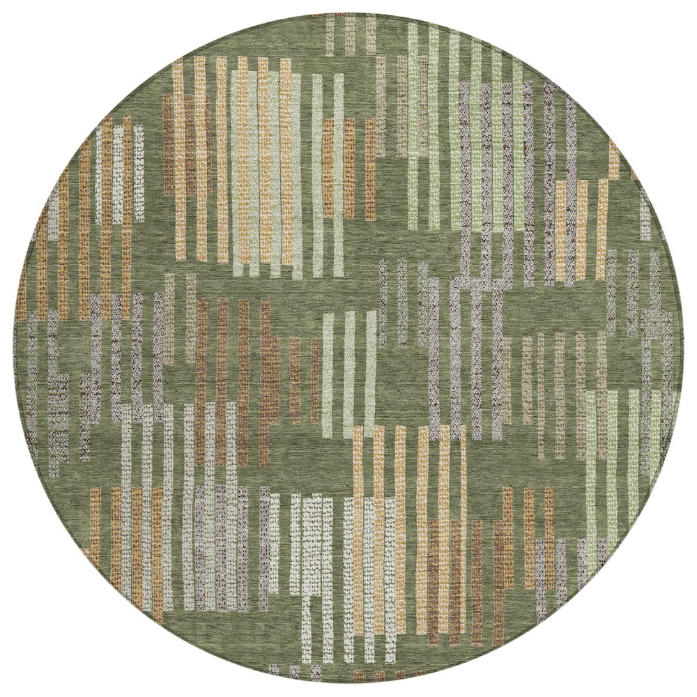 Machine Washable Indoor/Outdoor Chantille ACN2598 Green 8' x 8' Round Rug. Picture 1