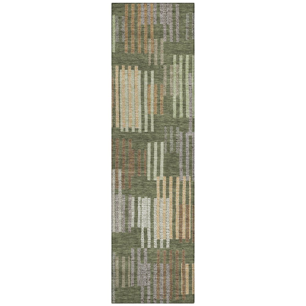 Machine Washable Indoor/Outdoor Chantille ACN2598 Green 2'3" x 7'6" Runner Rug. Picture 1