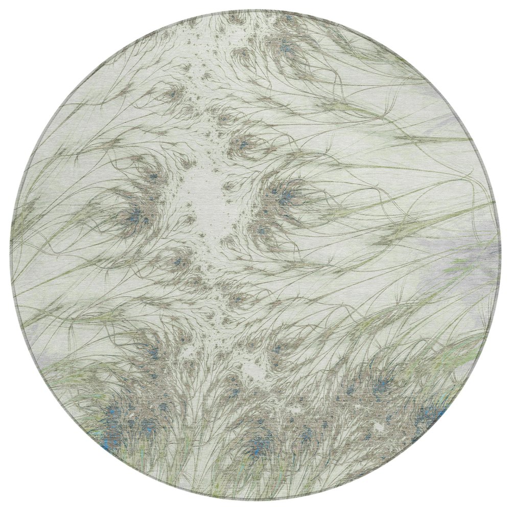 Machine Washable Indoor/Outdoor Chantille ACN2599 Green 8' x 8' Round Rug. Picture 1