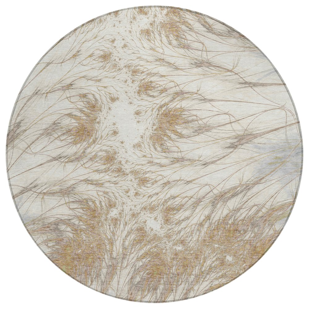 Machine Washable Indoor/Outdoor Chantille ACN2599 Ivory 8' x 8' Round Rug. Picture 1