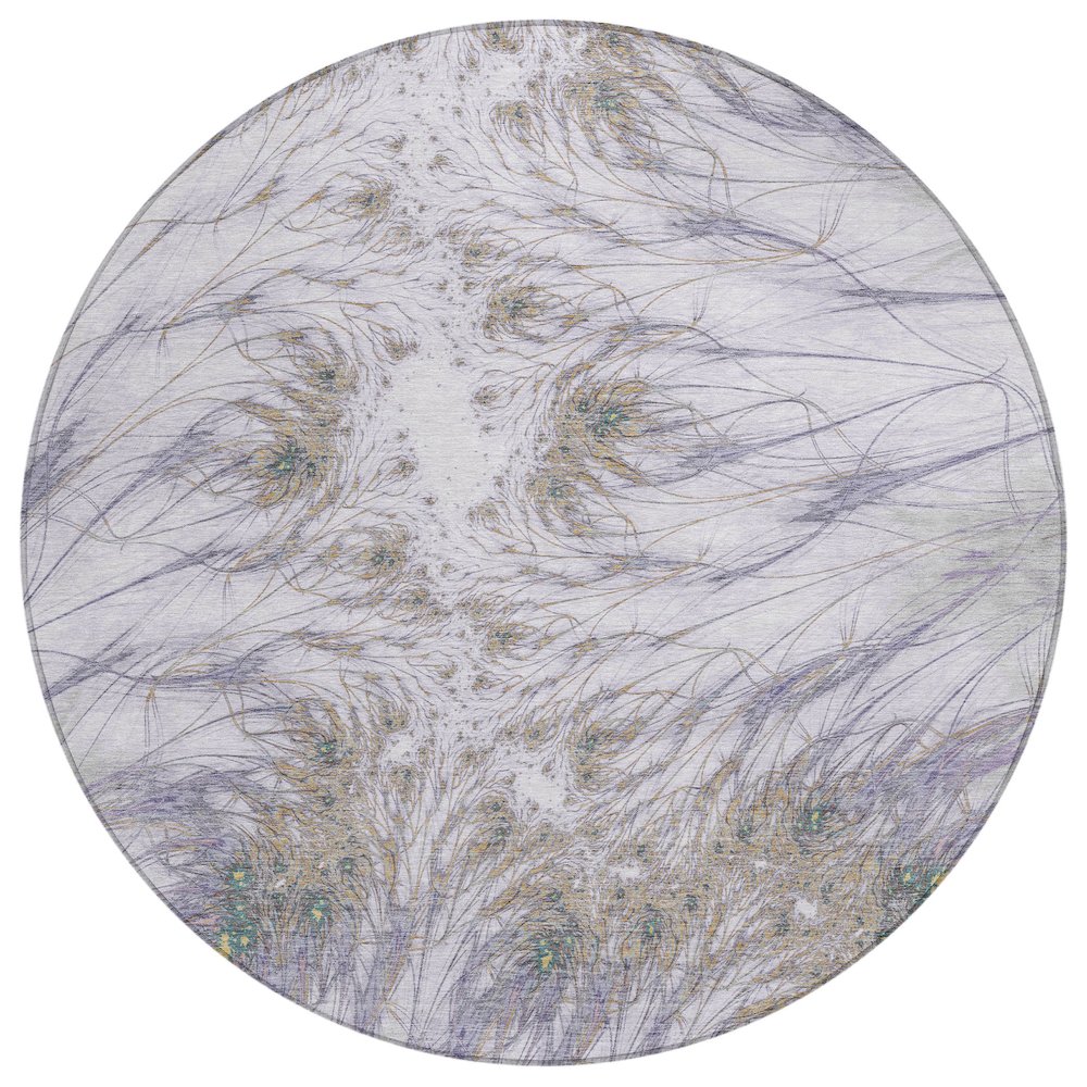 Machine Washable Indoor/Outdoor Chantille ACN2599 Purple 8' x 8' Round Rug. Picture 1