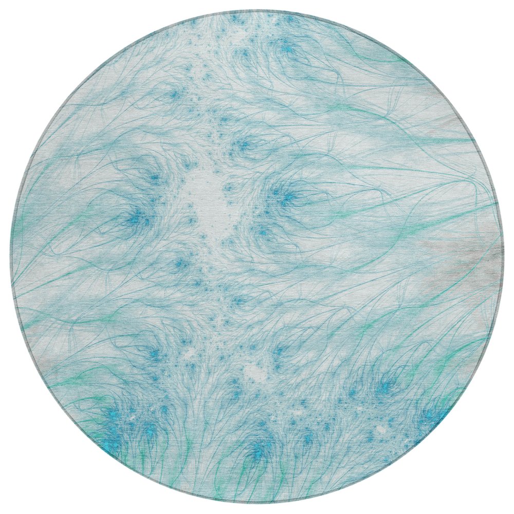 Machine Washable Indoor/Outdoor Chantille ACN2599 Blue 8' x 8' Round Rug. Picture 1