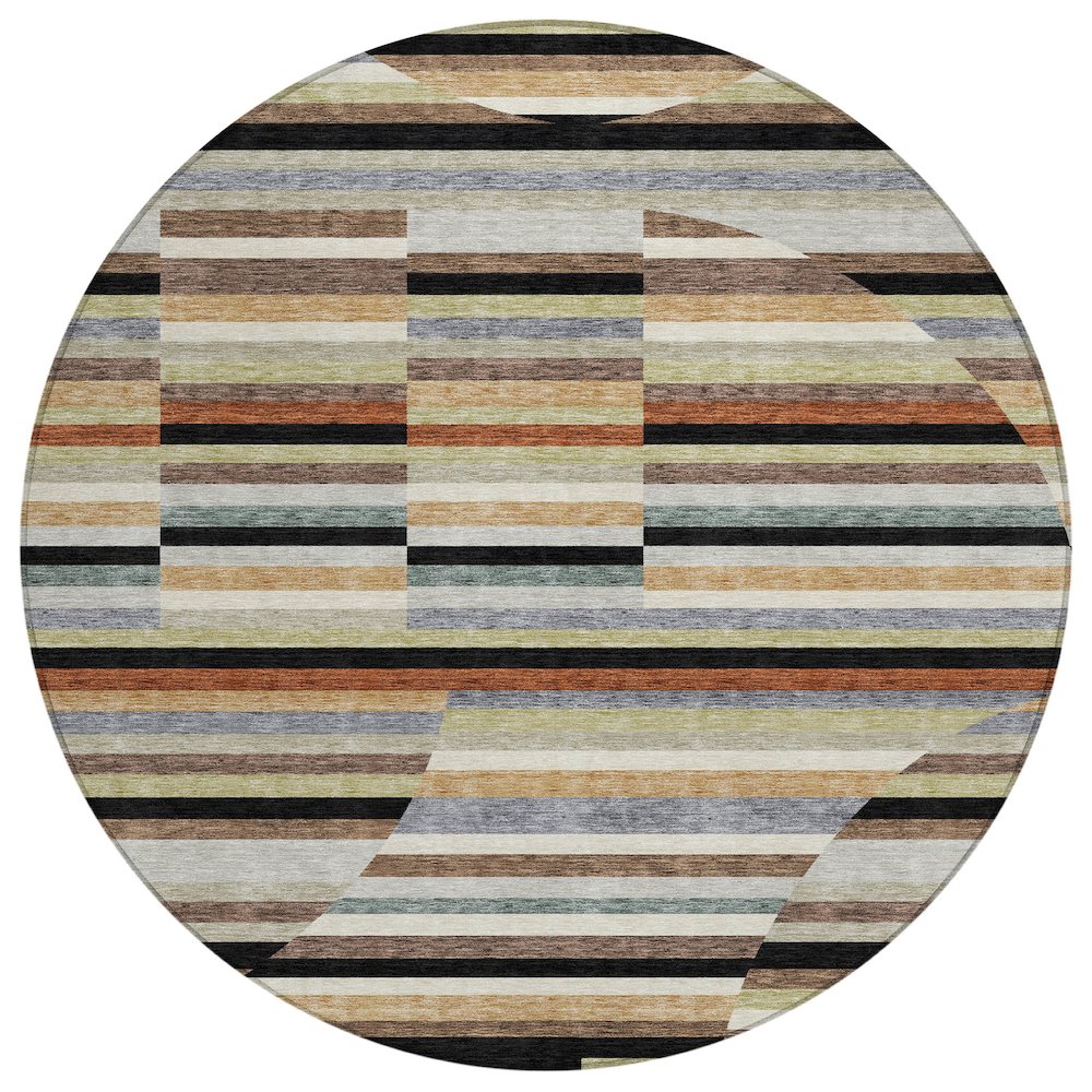 Machine Washable Indoor/Outdoor Chantille ACN2600 Black 8' x 8' Round Rug. Picture 1