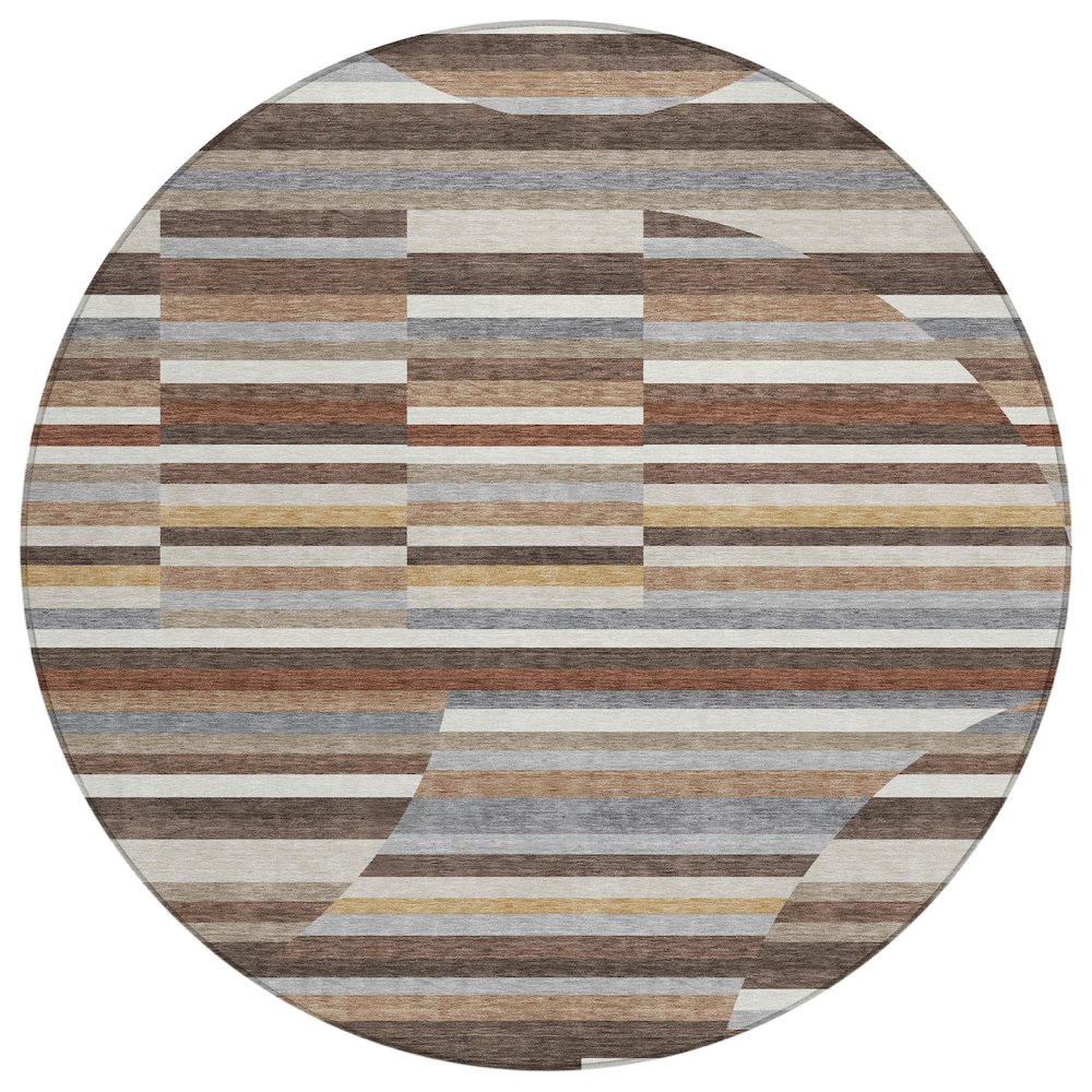 Machine Washable Indoor/Outdoor Chantille ACN2600 Brown 8' x 8' Round Rug. Picture 1