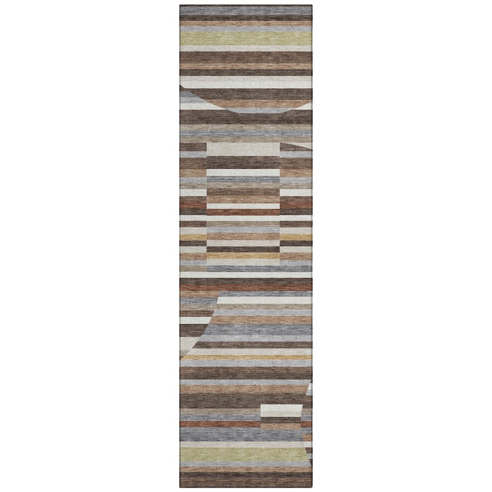 Machine Washable Indoor/Outdoor Chantille ACN2600 Brown 2'3" x 7'6" Runner Rug. Picture 1