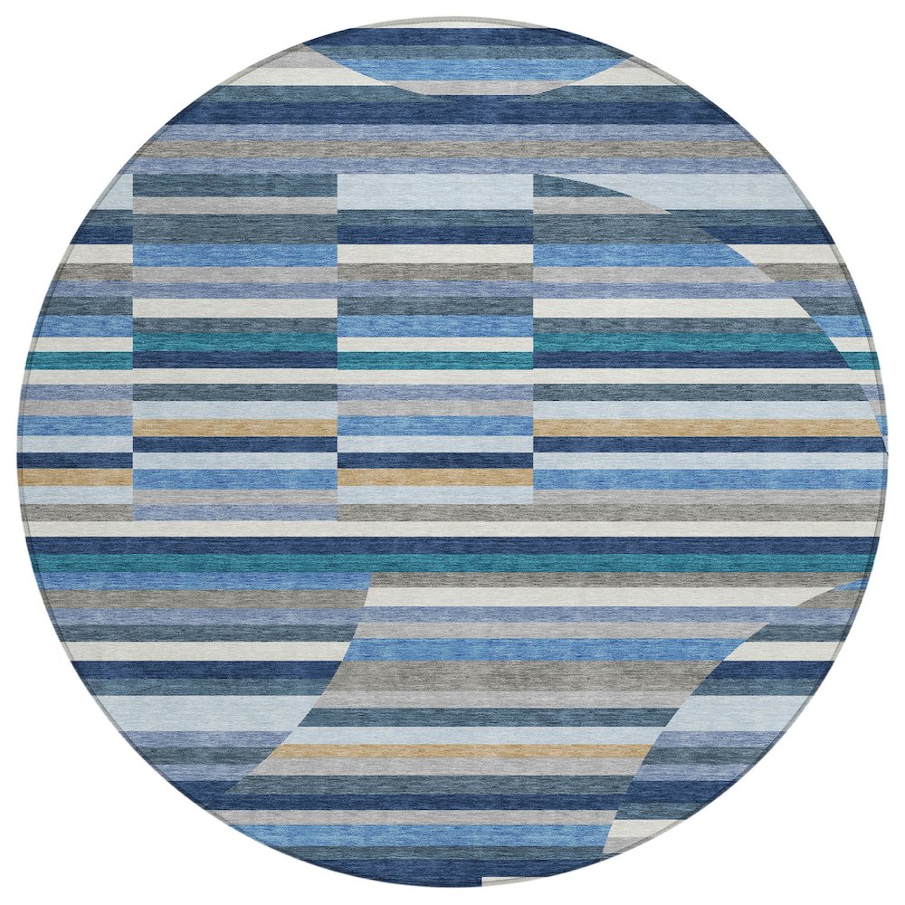 Machine Washable Indoor/Outdoor Chantille ACN2600 Blue 8' x 8' Round Rug. Picture 1