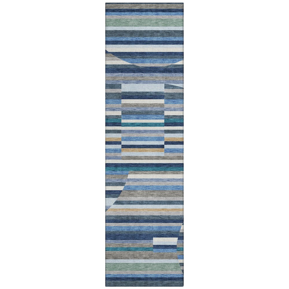 Machine Washable Indoor/Outdoor Chantille ACN2600 Blue 2'3" x 7'6" Runner Rug. Picture 1